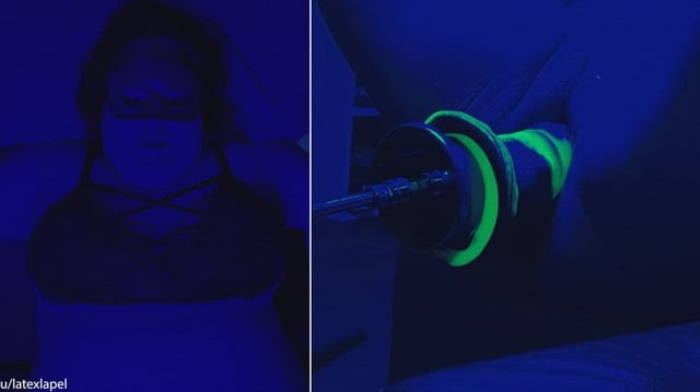 Stretching out on my big minotaur toy! 9.9" circumference.....