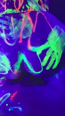 Hubby loves when we use the black light body paints!