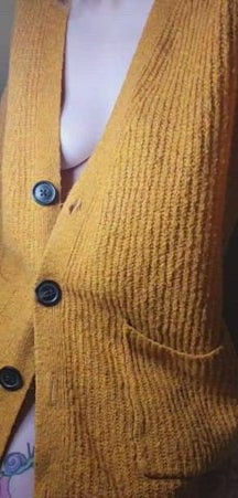 I feel so sleazy knowing I'm not wearing anything under this cardigan