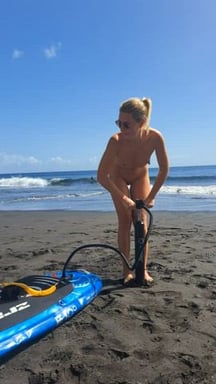 Pumping up the paddle board
